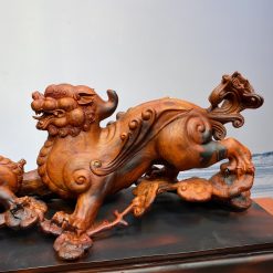 Tượng tỳ hưu bằng gỗ - song tỳ hưu mẫu tử