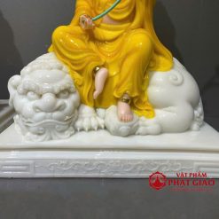 Tượng Văn Thù, Phổ Hiền Bồ Tát Màu Vàng Hổ Phách, Cao 40cm 7 tuong van thu pho hien bo tat mau vang ho phach cao 40cm vat pham phat giao la boi 1