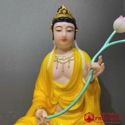 Tượng Văn Thù, Phổ Hiền Bồ Tát Màu Vàng Hổ Phách, Cao 40cm 2 tuong van thu pho hien bo tat mau vang ho phach cao 40cm vat pham phat giao la boi 10