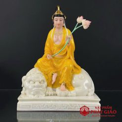 Tượng Văn Thù, Phổ Hiền Bồ Tát Màu Vàng Hổ Phách, Cao 40cm 1 tuong van thu pho hien bo tat mau vang ho phach cao 40cm vat pham phat giao la boi 11