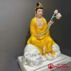 Tượng Văn Thù, Phổ Hiền Bồ Tát Màu Vàng Hổ Phách, Cao 40cm 9 tuong van thu pho hien bo tat mau vang ho phach cao 40cm vat pham phat giao la boi 3