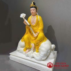 Tượng Văn Thù, Phổ Hiền Bồ Tát Màu Vàng Hổ Phách, Cao 40cm 8 tuong van thu pho hien bo tat mau vang ho phach cao 40cm vat pham phat giao la boi 4