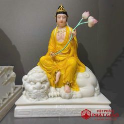 Tượng Văn Thù, Phổ Hiền Bồ Tát Màu Vàng Hổ Phách, Cao 40cm 6 tuong van thu pho hien bo tat mau vang ho phach cao 40cm vat pham phat giao la boi 6