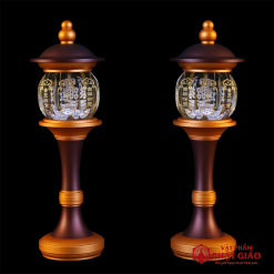Đôi Đèn LED Thủy Tinh Nắp Ô In Chữ Phúc Chân Đồng, Cao 28cm, 35cm 2 0 5
