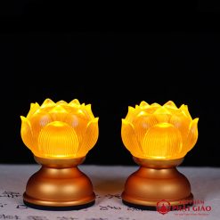 Đôi Đèn Hoa Sen Thủy Lưu Ly 1 Bông Cụp Cổ Ngắn Cao 8cm 1 1 102