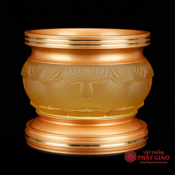 Bát Hương (Bát Nhang) Lưu Ly Kim Liên Viền Hoa Bọc Đồng, Nhiều Kích Cỡ 10 1 34