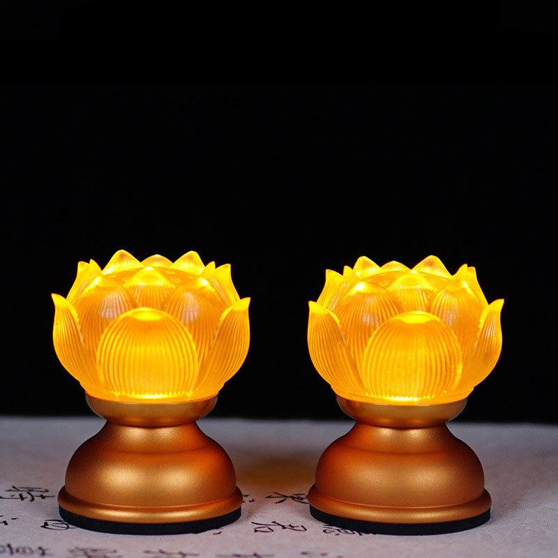 Đôi Đèn Hoa Sen Thủy Lưu Ly 1 Bông Cụp Cổ Ngắn Cao 8cm 4 1 7 1