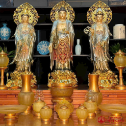 Bát Hương (Bát Nhang) Lưu Ly Kim Liên Viền Hoa Bọc Đồng, Nhiều Kích Cỡ 9 10 3