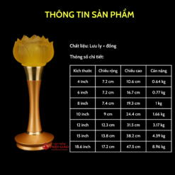 Bộ Đồ Thờ Lưu Ly Hoa Sen Vàng Nổi Cao Cấp 14 Bộ Đồ Thờ Lưu Ly Hoa Sen Vàng Nổi Cao Cấp - Ảnh 7