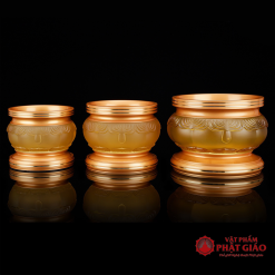 Bát Hương (Bát Nhang) Lưu Ly Kim Liên Viền Hoa Bọc Đồng, Nhiều Kích Cỡ 3 2 25