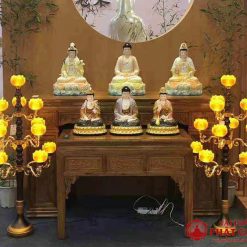 Đèn Thờ Hoa Sen Thủy Lưu Ly Thân Nâu Cổ 13 Bông, Cao 130cm 2 2 28