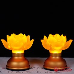 Đôi Đèn Hoa Sen Thủy Lưu Ly 1 Bông Nở Cổ Ngắn Cao 9cm 2 2 61