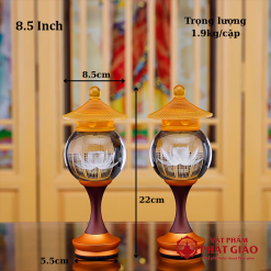 Đèn Cầu Hoa Sen Nắp Ô Lưu Ly Thân Hợp Kim Đồng, Nhiều Kích Thước 11 22