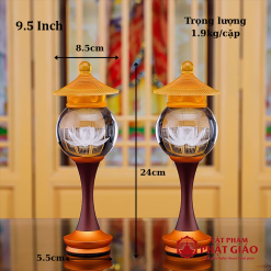 Đèn Cầu Hoa Sen Nắp Ô Lưu Ly Thân Hợp Kim Đồng, Nhiều Kích Thước 12 24