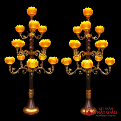 Đèn Thờ Hoa Sen Thủy Lưu Ly Thân Nâu Cổ 13 Bông, Cao 130cm 3 3 21