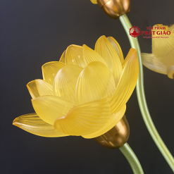 Đôi Đèn Bình Ngọc 9 Bông Thủy Lưu Ly Vàng, Cao 63cm 1 3 22