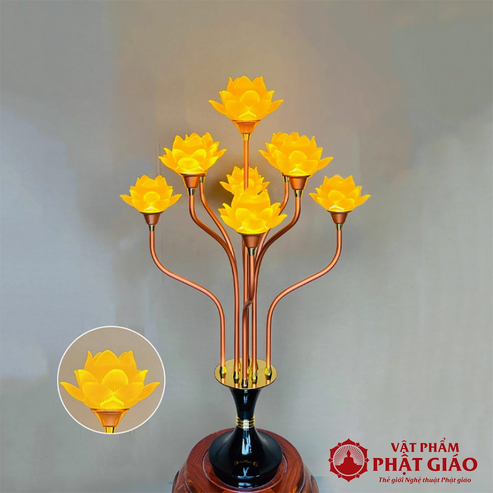 Đôi Đèn Hoa Sen Thủy Lưu Ly 9 Bông Nở, Cao 93cm 8 3 35