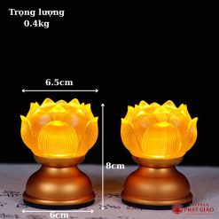 Đôi Đèn Hoa Sen Thủy Lưu Ly 1 Bông Cụp Cổ Ngắn Cao 8cm 3 3.5in 2
