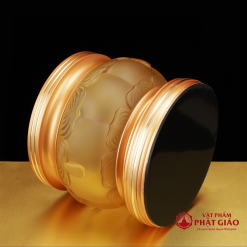 Bát Hương (Bát Nhang) Lưu Ly Kim Liên Viền Hoa Bọc Đồng, Nhiều Kích Cỡ 4 4 23