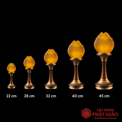 Đôi Đèn Thờ Nụ Sen Lưu Ly Thân Đồng Cao Cấp 4 4 40