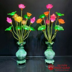 Đôi Đèn Bình Ngọc 13 Bông Lưu Ly Nhiều Màu, Cao 83cm 4 4 46
