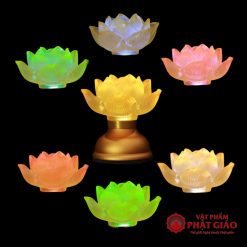 Đôi Đèn Hoa Sen Thủy Lưu Ly 1 Bông Nở Cổ Ngắn Cao 9cm 4 4 51