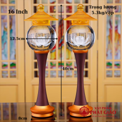 Đèn Cầu Hoa Sen Nắp Ô Lưu Ly Thân Hợp Kim Đồng, Nhiều Kích Thước 15 40