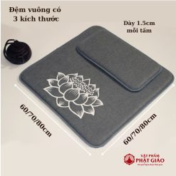 Bộ Đệm Thiền Lễ Phật, Ngồi Tụng Kinh Màu Xám Hoa Sen, Kích Thước 60cm, 70cm, 80cm 1 5 20