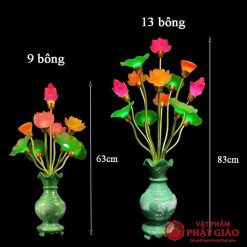 Đôi Đèn Bình Ngọc 13 Bông Lưu Ly Nhiều Màu, Cao 83cm 5 5 45