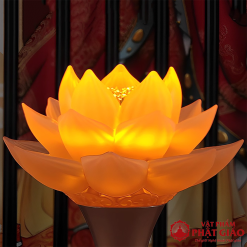 Đôi Đèn Thờ Điện Hoa Sen Lưu Ly Màu Vàng, Cao 25cm 5 5 46
