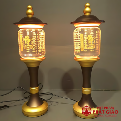 Đôi Đèn Pha Lê Nắp Ô Tâm Kinh Chữ Vàng, Nhiều Kích Cỡ 5 6 11