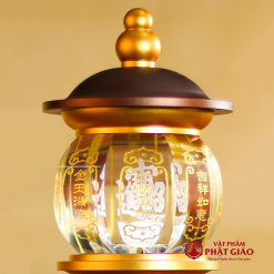 Đôi Đèn LED Thủy Tinh Nắp Ô In Chữ Phúc Chân Đồng, Cao 28cm, 35cm 8 6 26