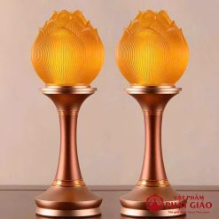 Đôi Đèn Thờ Nụ Sen Lưu Ly Thân Đồng Cao Cấp 6 6 42