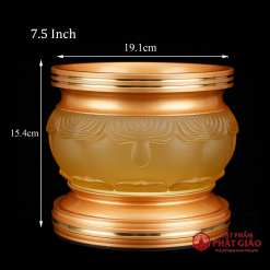 Bát Hương (Bát Nhang) Lưu Ly Kim Liên Viền Hoa Bọc Đồng, Nhiều Kích Cỡ 7 7 10