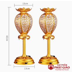 Đôi Đèn Lồng Để Bàn Bằng Hợp Kim Mạ Vàng, Cao 42cm 9 7 21