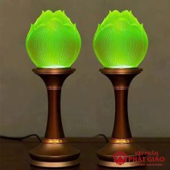 Đôi Đèn Thờ Nụ Sen Lưu Ly Thân Đồng Cao Cấp 7 7 38