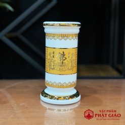 Bộ Đồ Thờ Sứ Trắng Tâm Kinh Vàng, Nhiều Kích Cỡ 10 7 43