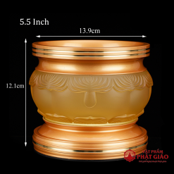 Bát Hương (Bát Nhang) Lưu Ly Kim Liên Viền Hoa Bọc Đồng, Nhiều Kích Cỡ 8 8 10