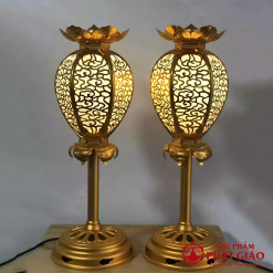 Đôi Đèn Lồng Để Bàn Bằng Hợp Kim Mạ Vàng, Cao 42cm 10 8 16