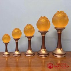 Đôi Đèn Thờ Nụ Sen Lưu Ly Thân Đồng Cao Cấp 9 9 21