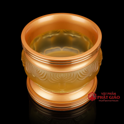Bát Hương (Bát Nhang) Lưu Ly Kim Liên Viền Hoa Bọc Đồng, Nhiều Kích Cỡ 2 9 6