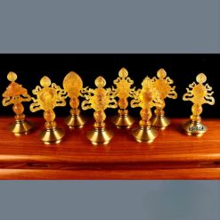 Bộ Tám Cát Tường Lưu Ly Đế Đồng, Cao 19cm 2 Bo Tam Cat Tuong Luu Ly De Dong Cao 19cm 11