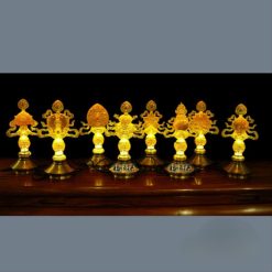 Bộ Tám Cát Tường Lưu Ly Đế Đồng, Cao 19cm 9 Bo Tam Cat Tuong Luu Ly De Dong Cao 19cm 4