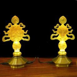 Bộ Tám Cát Tường Lưu Ly Đế Đồng, Cao 19cm 4 Bo Tam Cat Tuong Luu Ly De Dong Cao 19cm 9