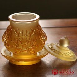 Chen Nuoc Tho Luu Ly Mau Vang Cao 9cm 10.3cm 1 1