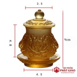 Chen Nuoc Tho Luu Ly Mau Vang Cao 9cm 10.3cm 6 1
