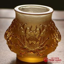 Chen Nuoc Tho Luu Ly Mau Vang Cao 9cm 10.3cm 8 1