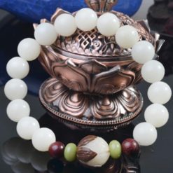 Chuỗi Vòng Tay Gốc Bồ Đề Trắng 1 Hạt Cái Nâu, Kích Cỡ 10mm 1 Chuoi Vong Tay Goc Bo De Trang 1 Hat Cai Nau Kich Co 10mm 1