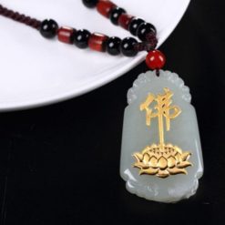 Dây Chuyền Mặt Đá Ngọc Nạm Chữ Phật Dát Vàng 999 1 Day Chuyen Mat Da Ngoc Nam Chu Phat Dat Vang 999 1