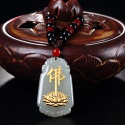 Dây Chuyền Mặt Đá Ngọc Nạm Chữ Phật Dát Vàng 999 4 Day Chuyen Mat Da Ngoc Nam Chu Phat Dat Vang 999 4